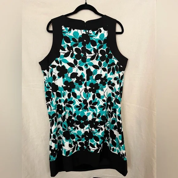 Jessica Howard Dress - Floral Print - Teal, Black and White - size 18W - Picture 4 of 15